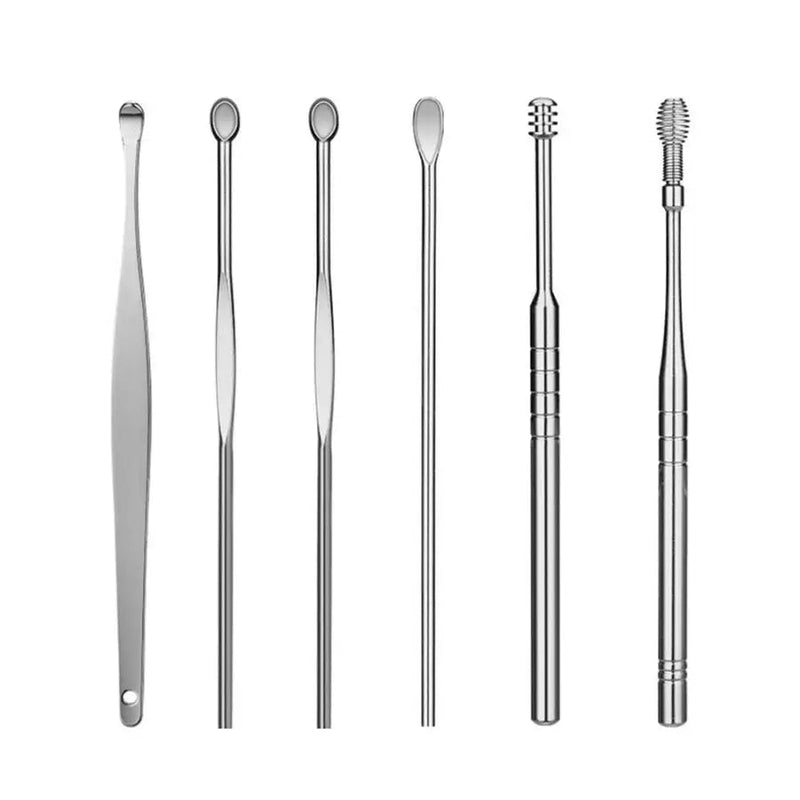 Removedor Cera De Ouvido Kit 6 Peças Aço Inox Limpeza - Ear Cleaner™